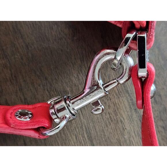 Vintage Y2K Lancaster Paris Red Bucket Drawstring Leather Crossbody bag - Picture 7 of 13